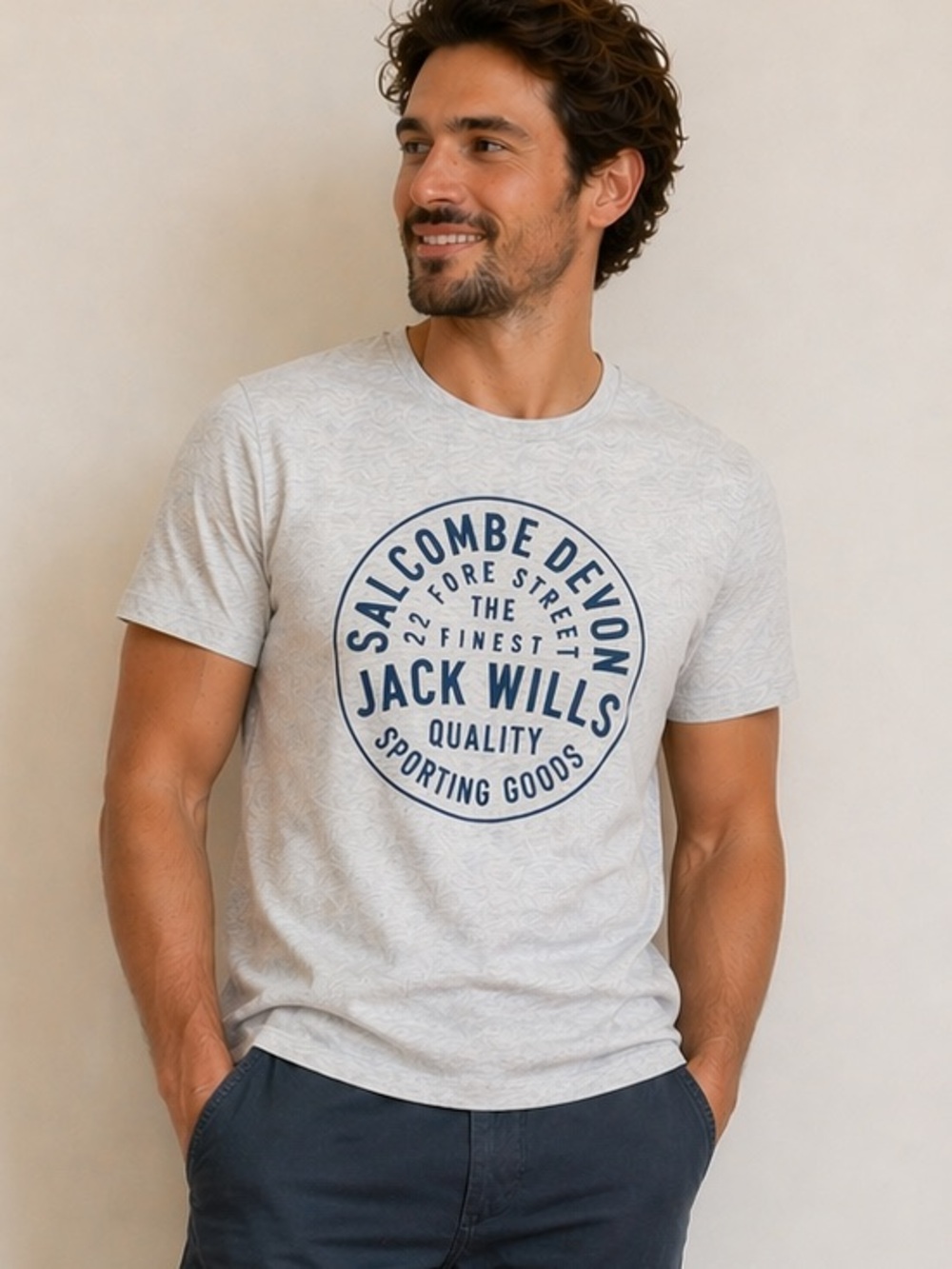 Jack Wills Salcombe Devon Graphic T-Shirt Grey Size M